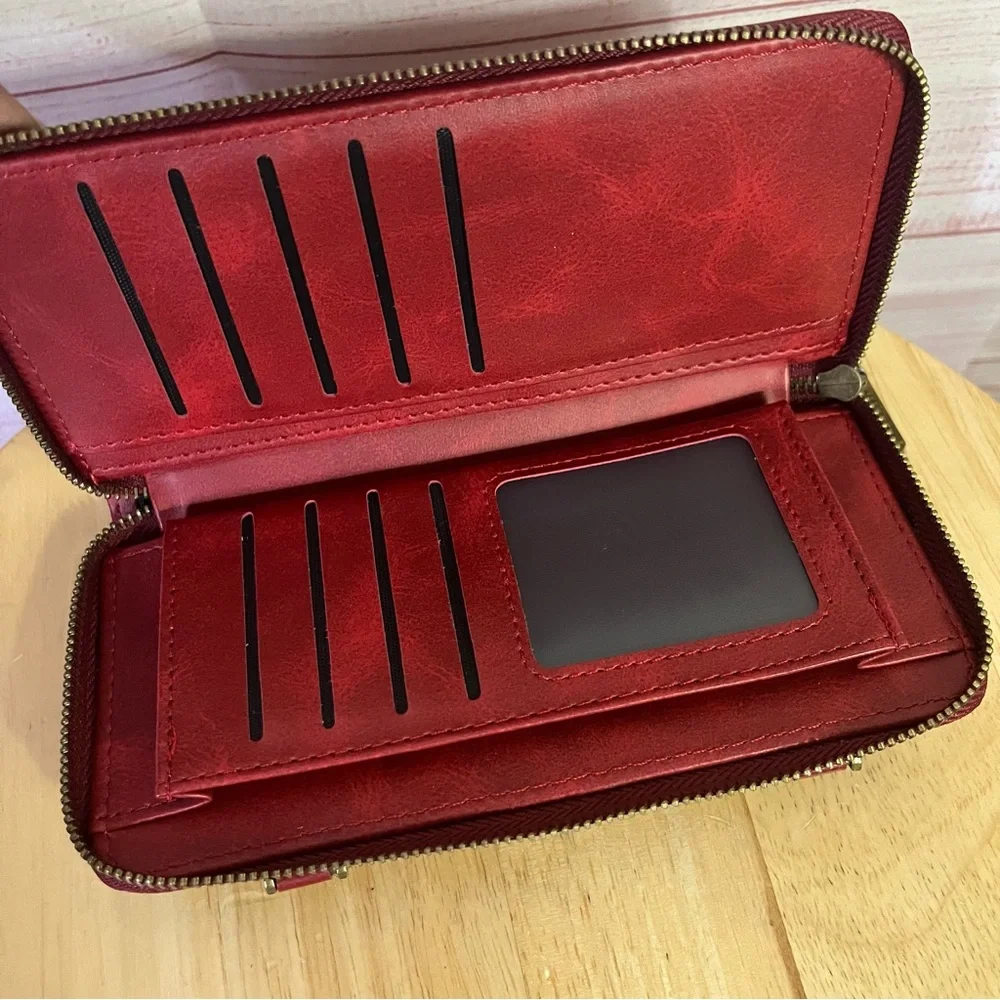 Megshi Burnt‎ Red Crossbody Wallet